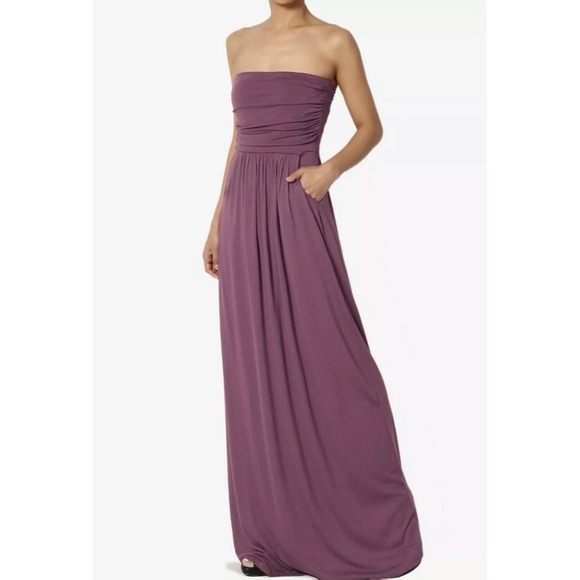 Dresses & Skirts - ✂️STRAPLESS MAXI DRESS WITH POCKETS IN DUSTY PLUM
